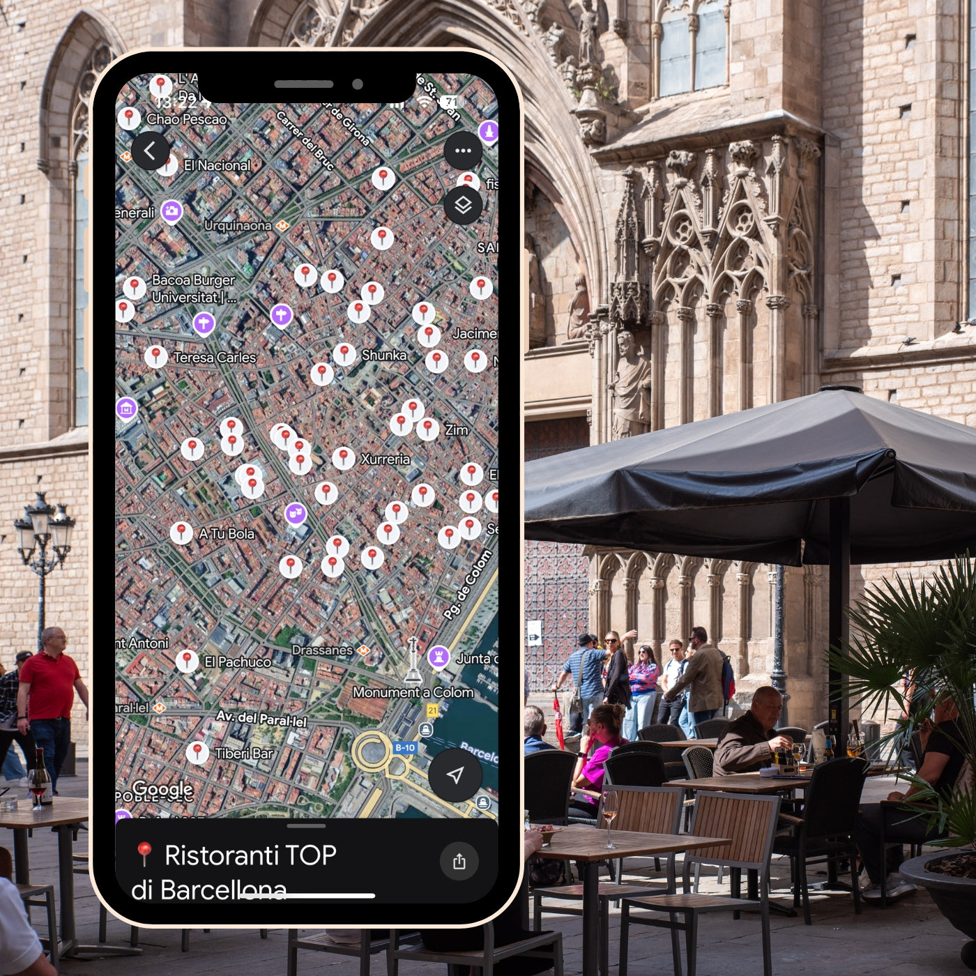 Carte des meilleurs restaurants de Barcelone