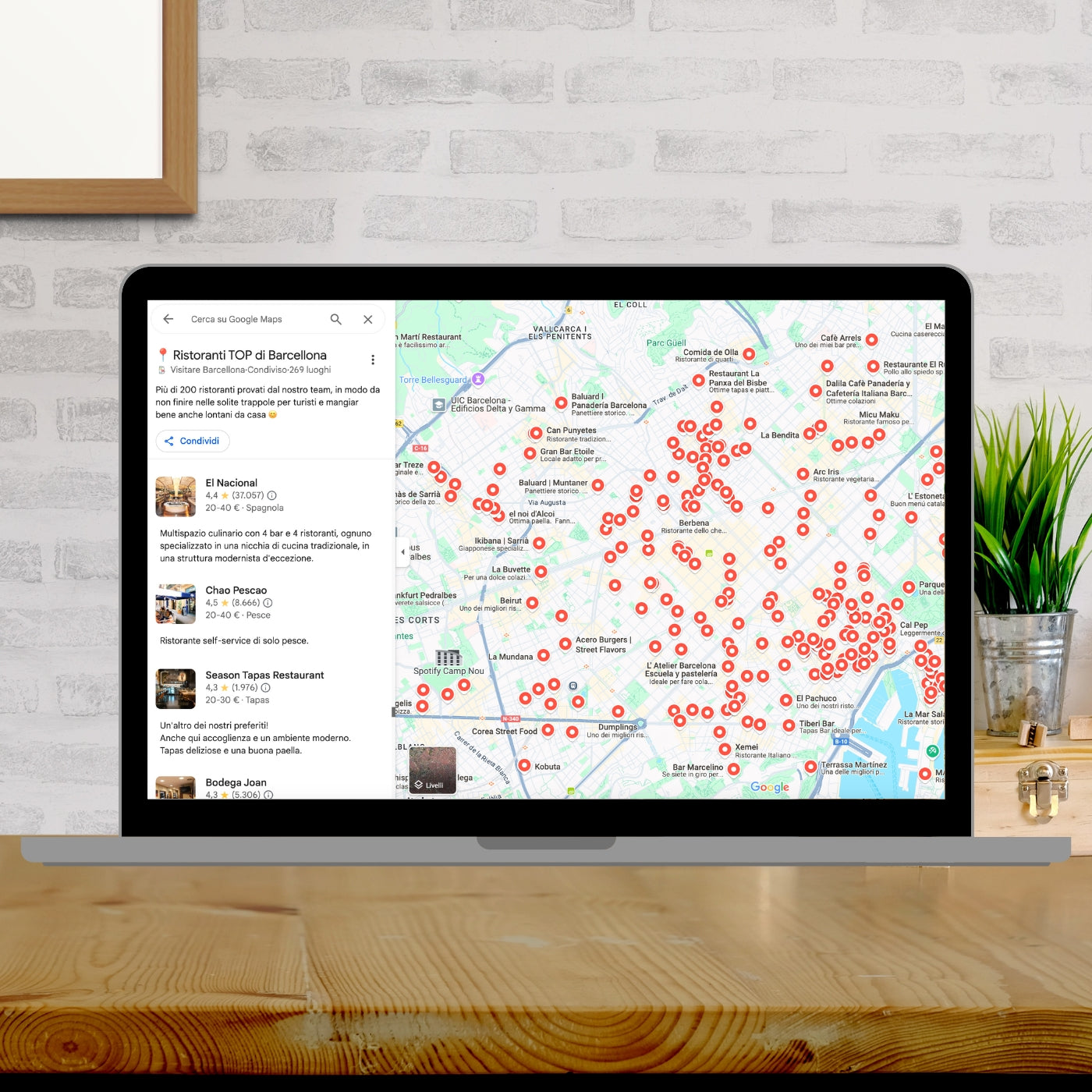 Carte des meilleurs restaurants de Barcelone