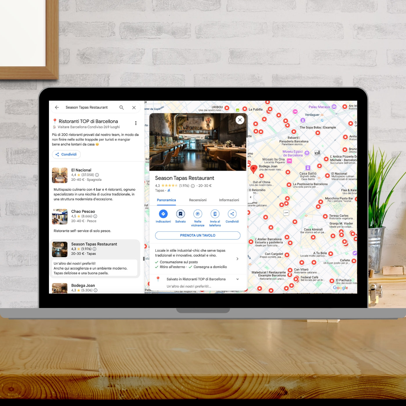 Carte des meilleurs restaurants de Barcelone